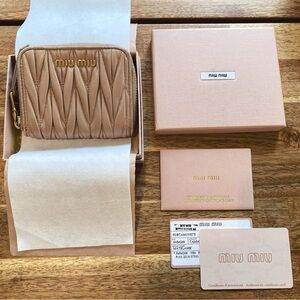 Miu Miu Tan Quilted Leather Wallet